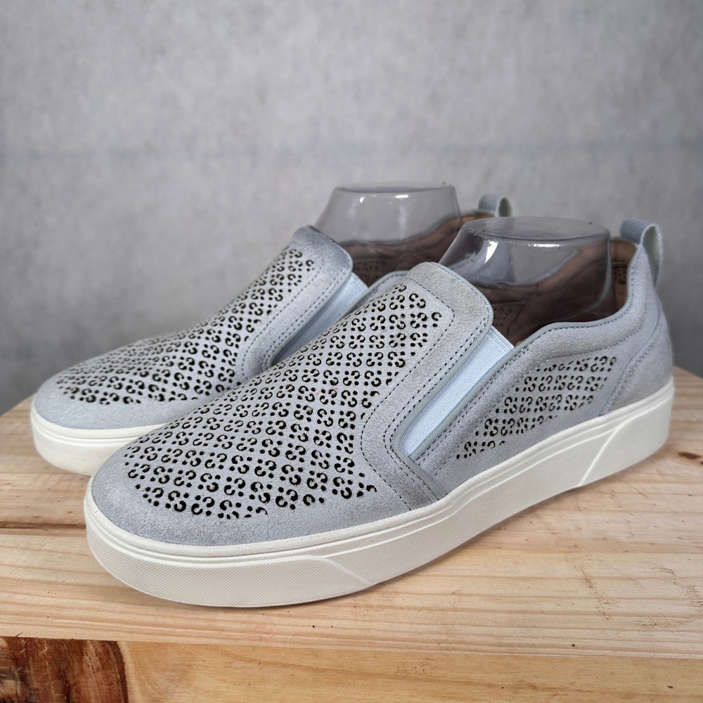 Vionic Slip On Sneakers Women 11 Grey Good Suede Perforated Leopard Print